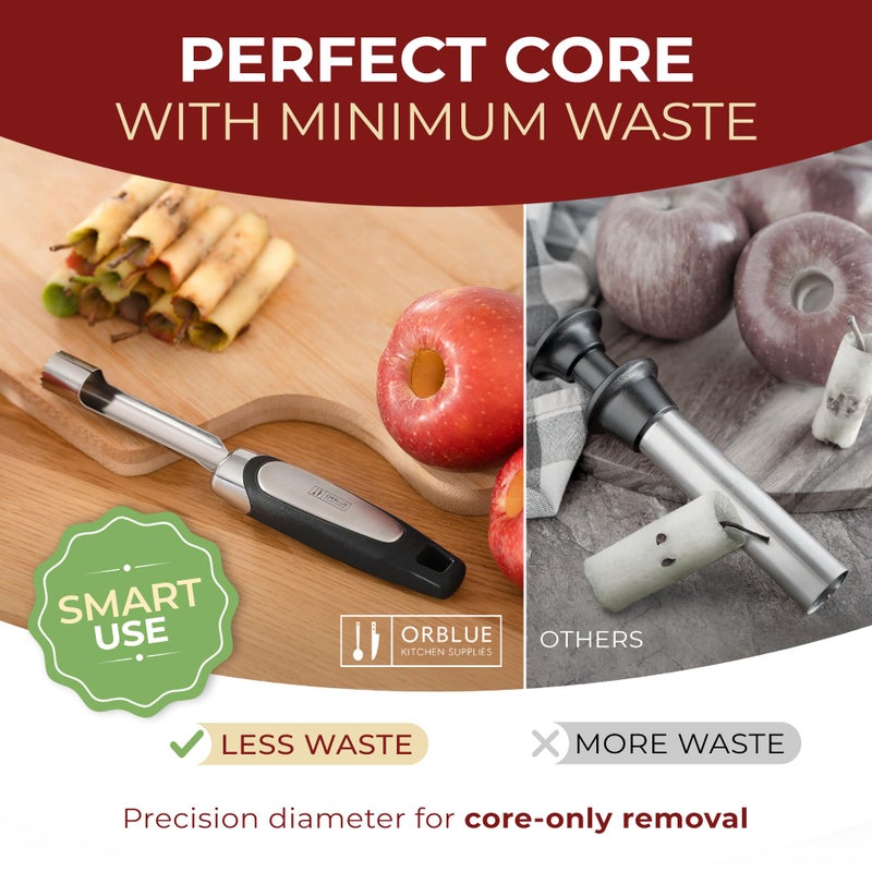 Orblue Premium Apple Corer Tool - Durable Stainless Steel Fruit Core Extractor Tool - Apple Corer Remover, Black - Image 5
